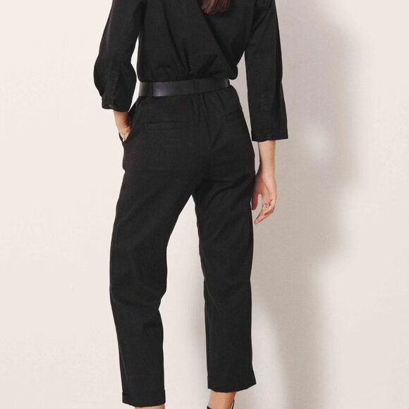 BA&SH Paros Black Tencel 3/4 Sleeve Jumpsuit Women's size 2 - Picture 2 of 9